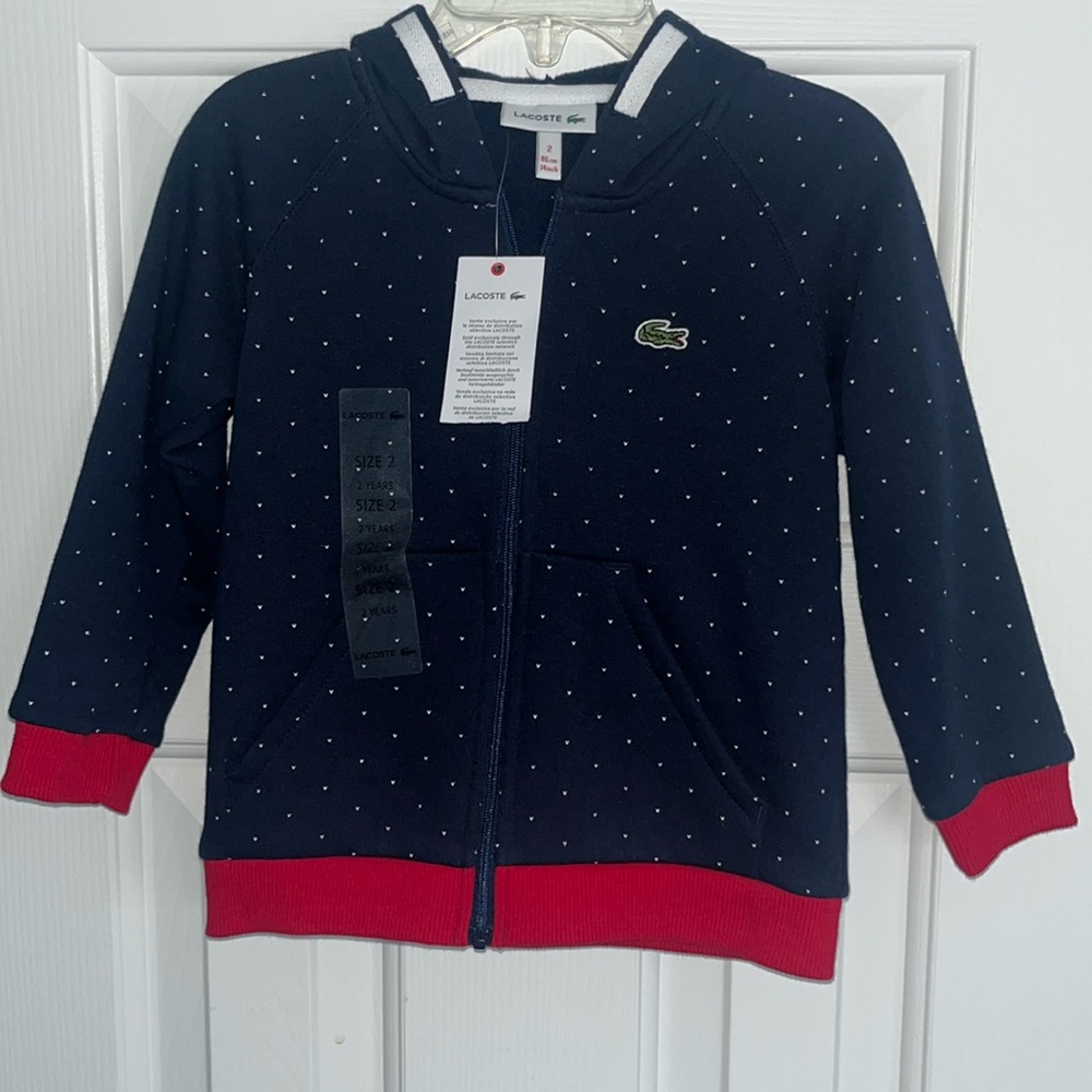 LACOSTE Toddler Hooded Zip Jacket in Dark Navy
